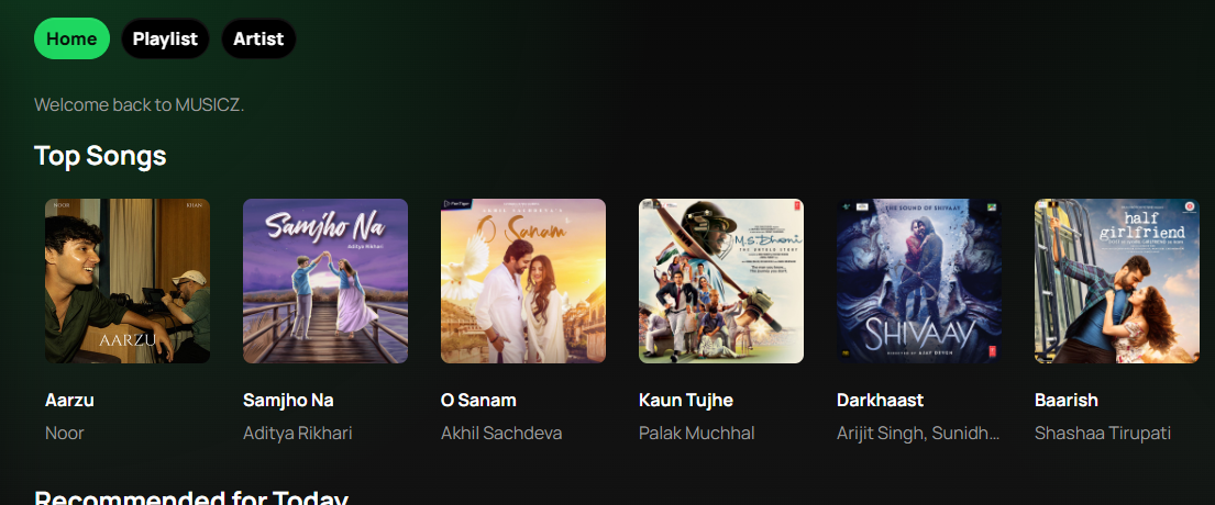 Musicz music streaming project